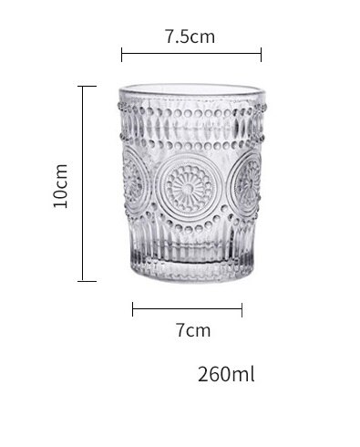 Retro europæisk stil præget mønster glas vand glas mælk juice dink glas vin kop 260ml 380ml gammelt glas: 01
