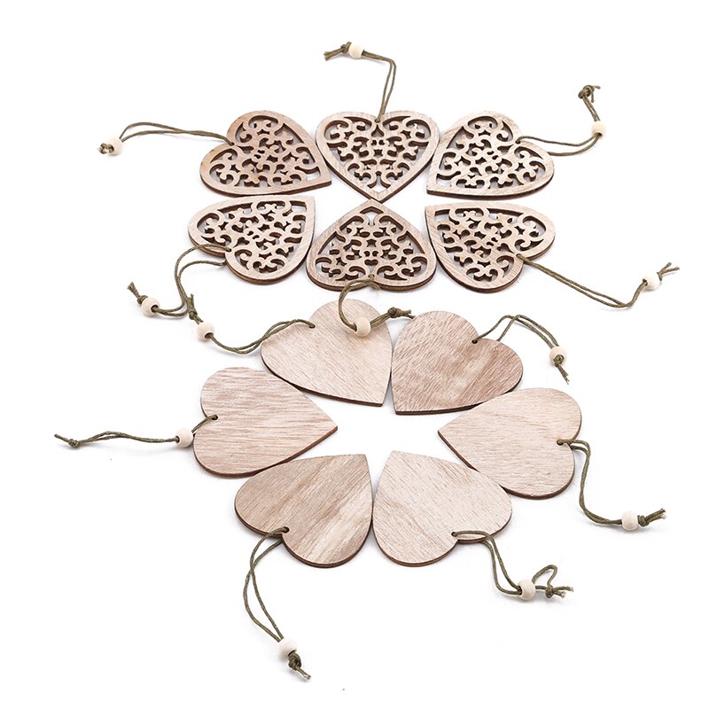 12pcs/Bag Wooden Hollow Out Christmas Snowflake Pendant Tree Decorations Xmas Angel Elk Star Wood Ornaments