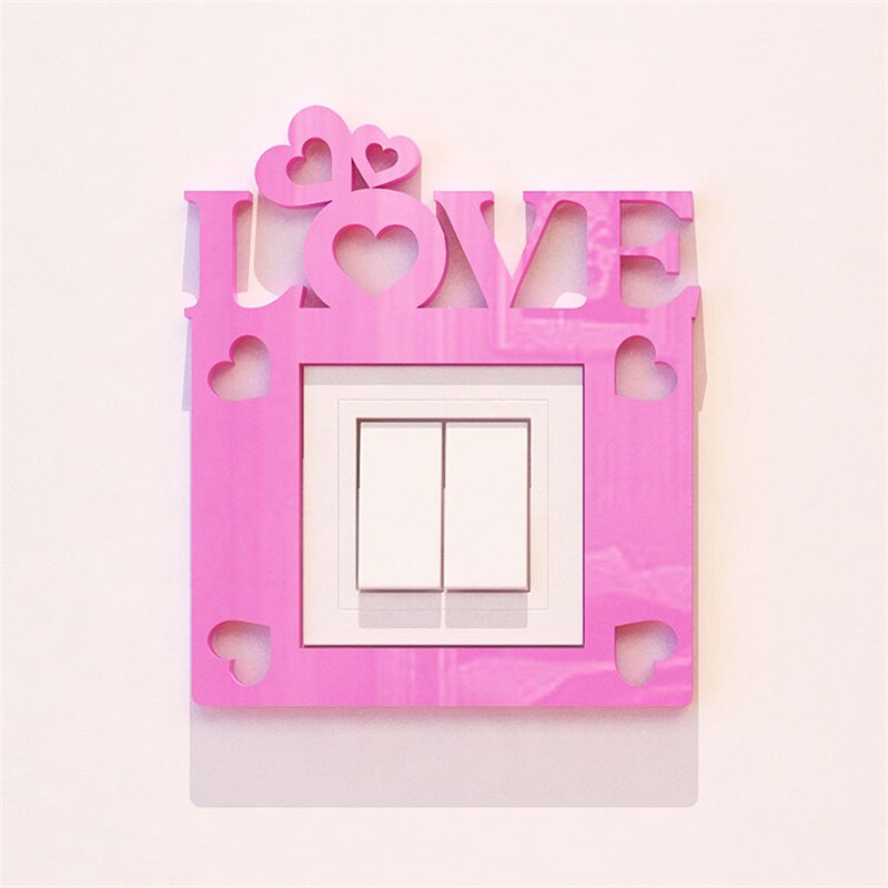 Light Switch Stickers Acrylic Switch Poster Modern Style Living Room Switch Decorative Wall Stickers DIY Art Wallpaper: LOVE Pink