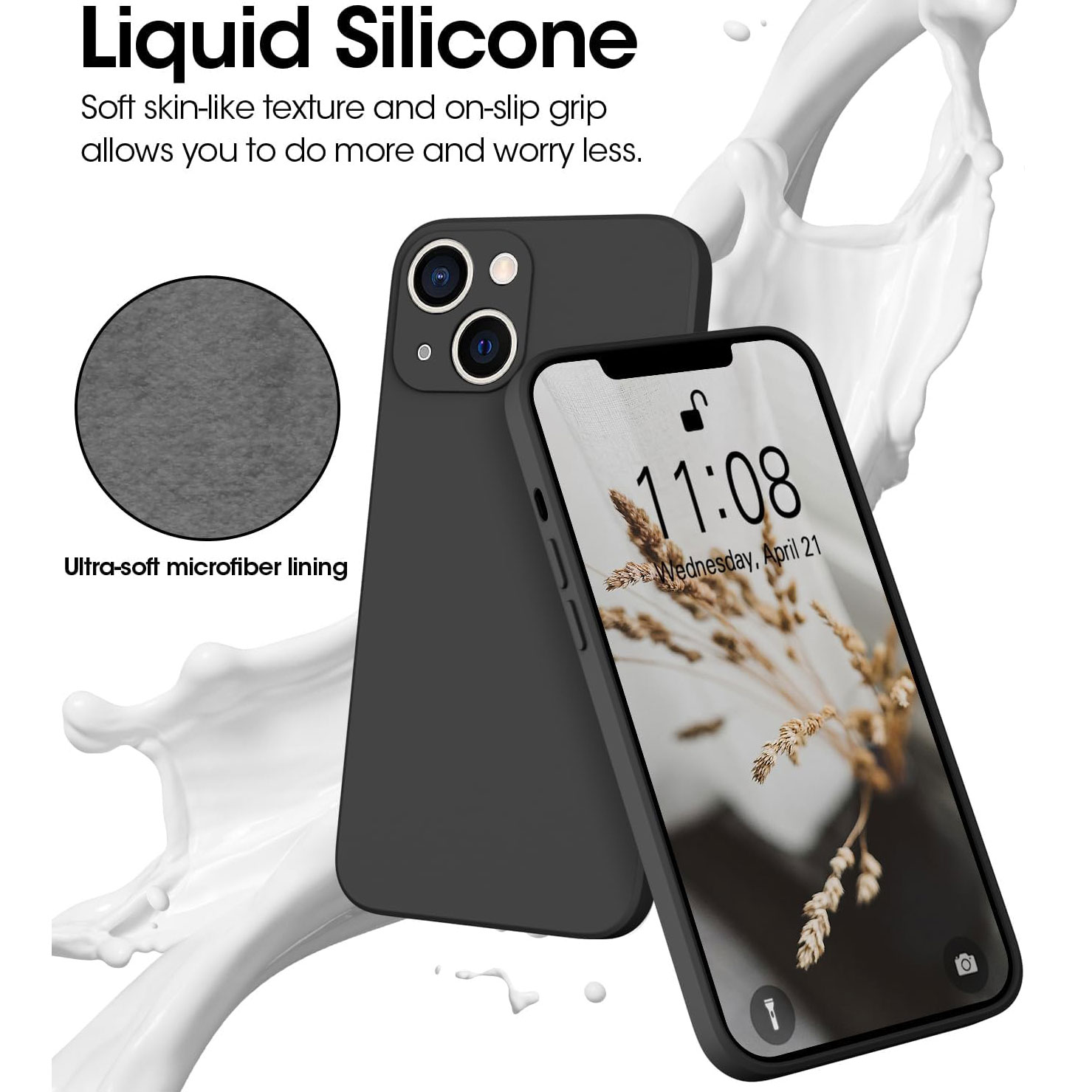 Silicone Case for iPhone 15 14 13 12 11 Pro Max Full Covered Black Shockproof Phone Case Cover For iphone X XS MAX XR 6 7 8 Plus
