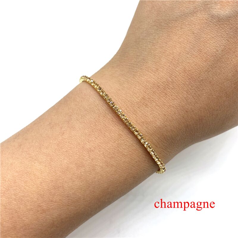 1 Pcs Rhinestone Bracelets Dainty Stacked Bracelets Elastic Bracelets for Women Bracelets: Champagne