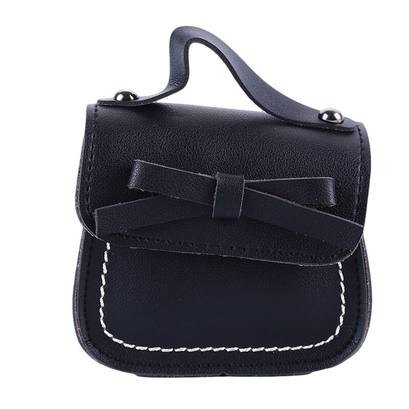 Märke toddler baby messenger bags barn barn flickor prinsessa axelväska handväska solid bowknot prinsessan myntväskor: Svart