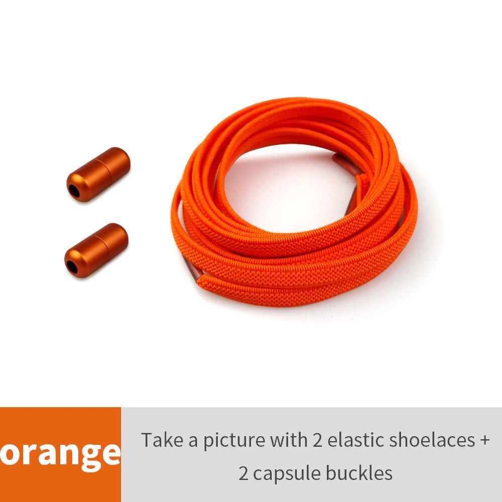 Lacets plats élastiques pour femmes et hommes, faciles à porter, faciles à assortir, chaussures blanches décontractées pour enfants, lacets colorés: orange