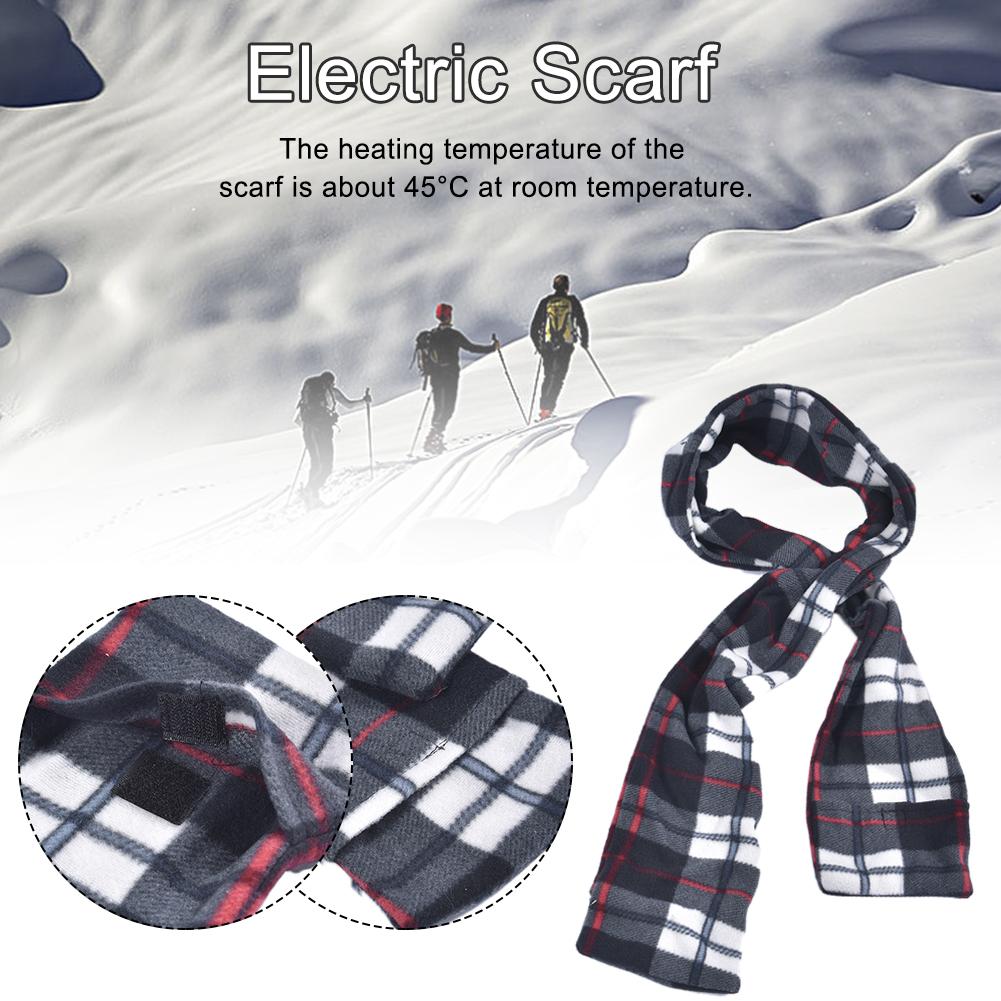 150X14cm Electric Heating Scarf Scarves Fleece Cosy Warm Scarf Shawl Heating Winter Blanket with Battery Box USB Electric Scarf