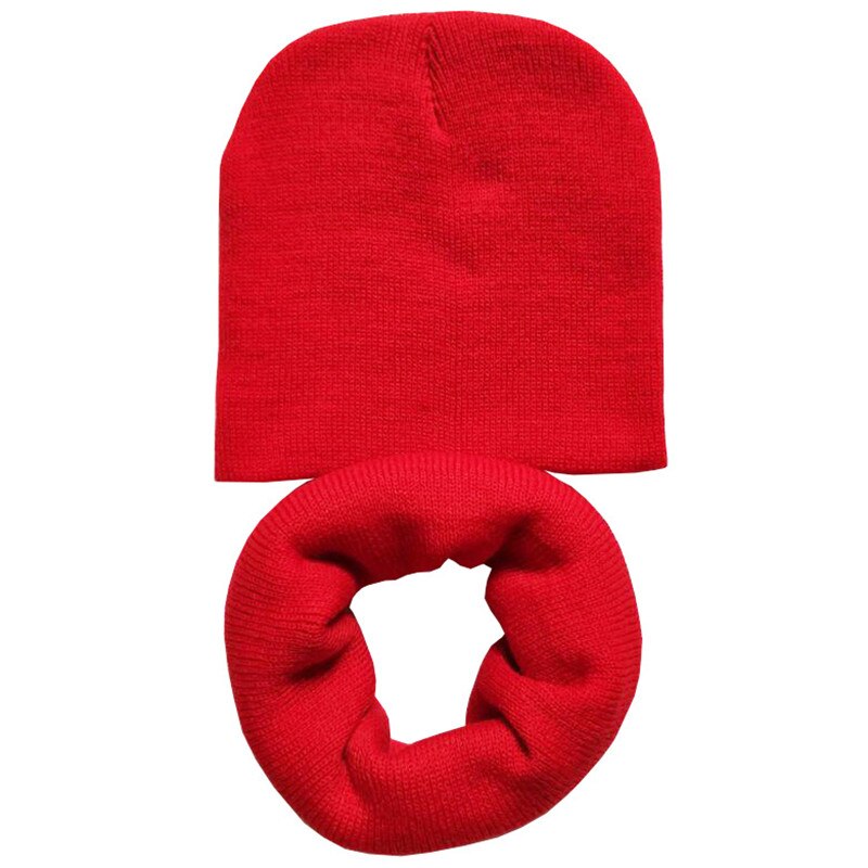 Efterår vinter børn tørklæde hat sæt drenge piger forår varm halstørklæde børn kasket sæt pompon bolde baby hat tørklæde: Rødt sæt ingen bold