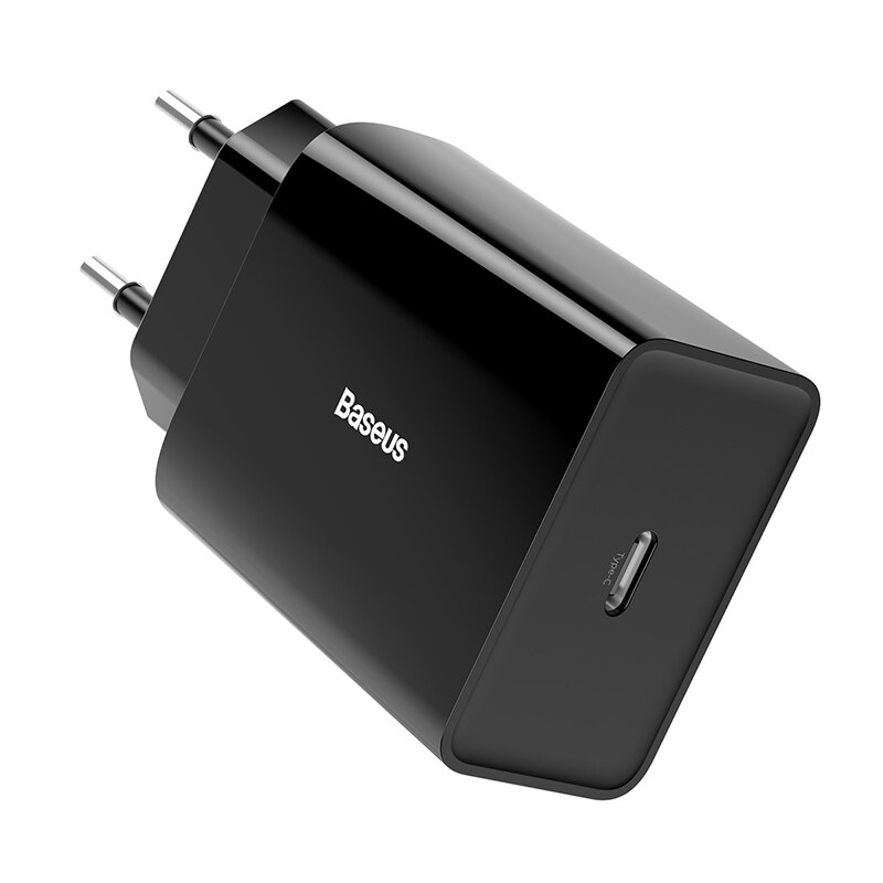 Baseus Mini USB Charger 18W Quick Charge 3.0 For iPhone11 XS XR Fast Charge PD3.0 AFC FCP For Samsung S10 Phone Quick Charger: Single Tyep-C  Black