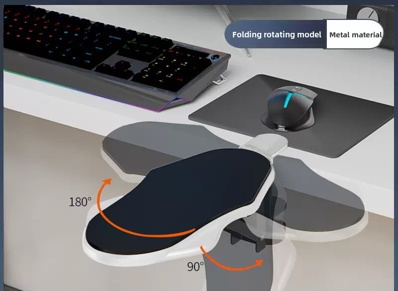 Computer Desk Arm Rest Pad Foldable Ergonomic Wrist Rest Support for Keyboard Armrest Extender Rotating Mouse Pad Holder Rack: BEAN PASTE