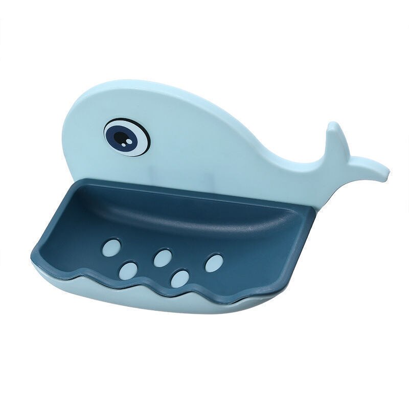 Kleine Walvis Zeepkist Punch-Gratis Muur Gemonteerde Zuignap Wc Afvoer Rack Huishoudelijke Badkamer Schotel Houder planken Voor Muur: Light blue