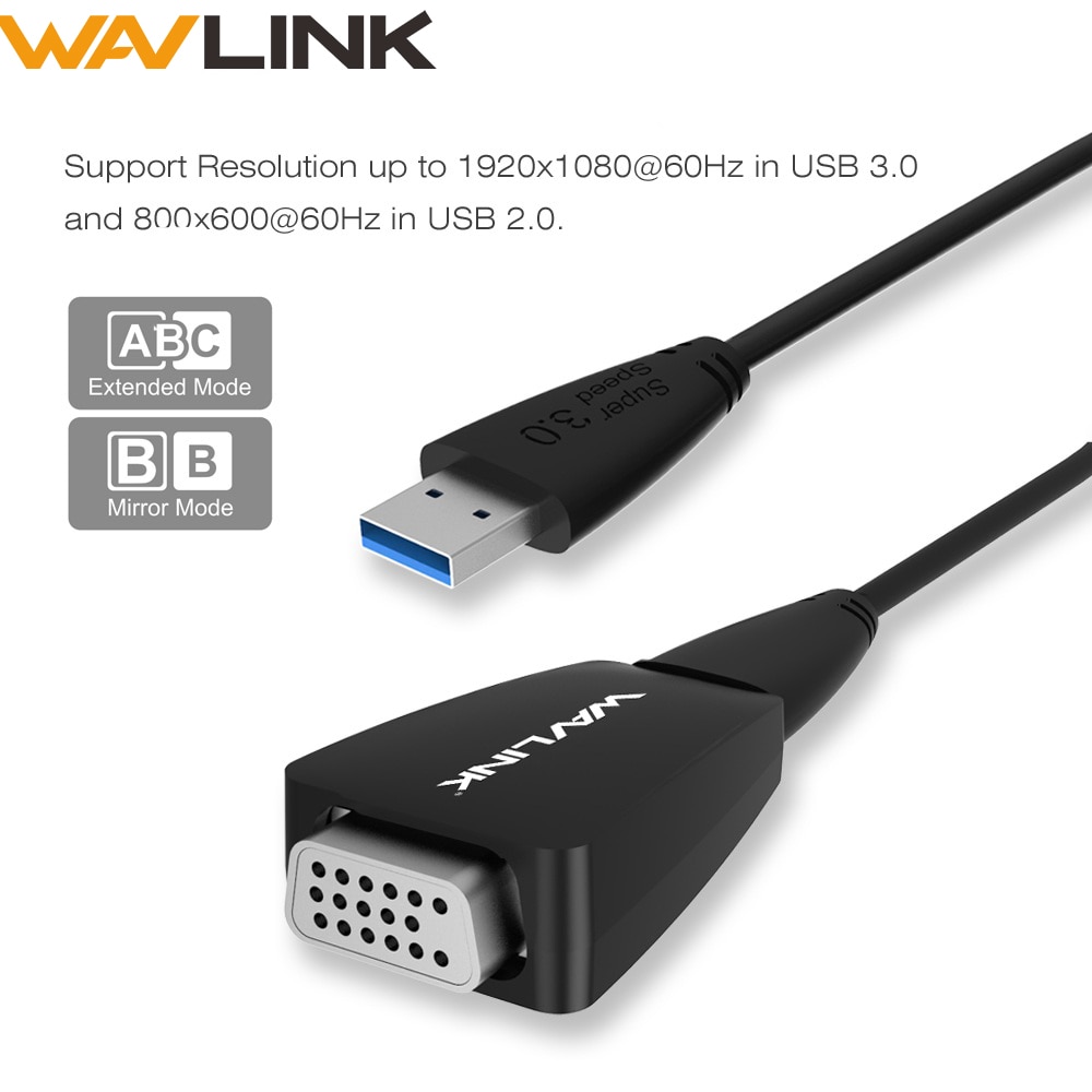 Wavlink Usb 3.0 Naar Vga Adapter Converter Externe Videokaart Multi Display Converter Kabel Voor Venster 7/8/10 Desktop laptop Pc