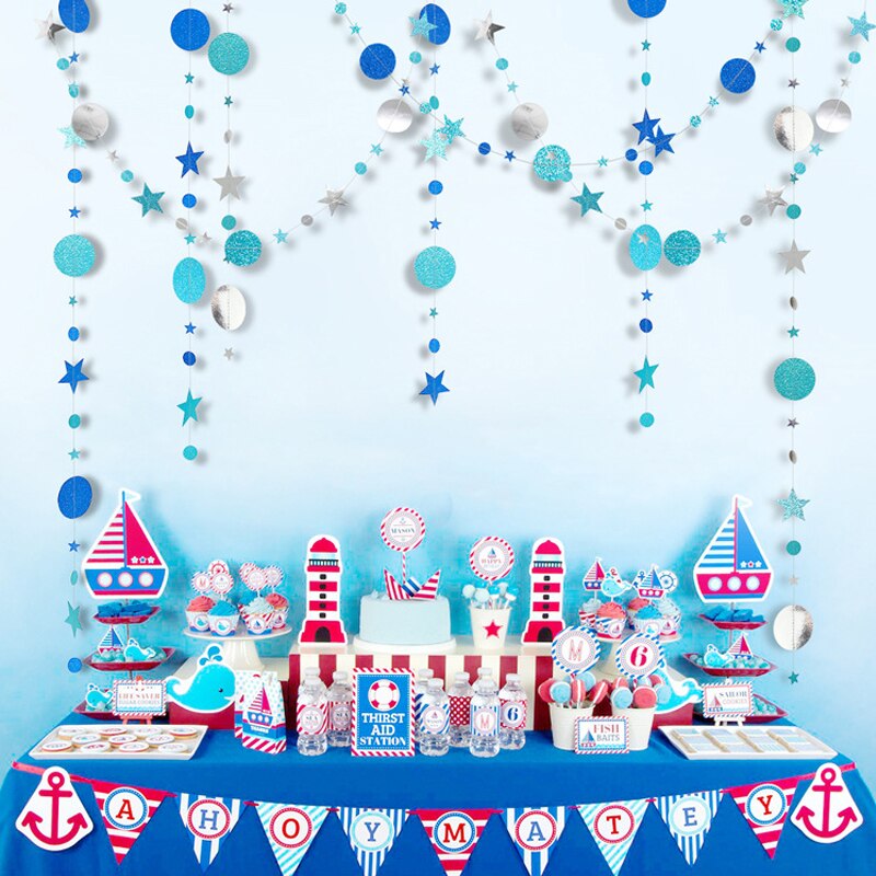 4M Mirror Paper Star Round Garland Flash Banner Happy Birthday Decoration Boy Girl Baby Shower Curtain Decor Wedding Home Decor: Army Green