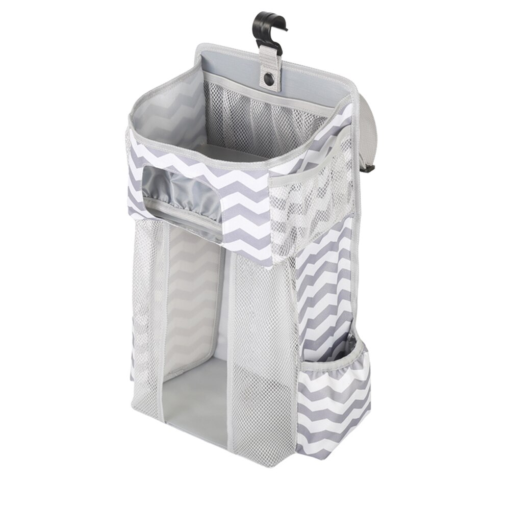 Baby Organizer Wieg Opknoping Opbergtas Opvouwbare Verpleging Stacker Caddy Organisator Voor Kids Essentials Bedding Set Cot Luiertassen: gray and white