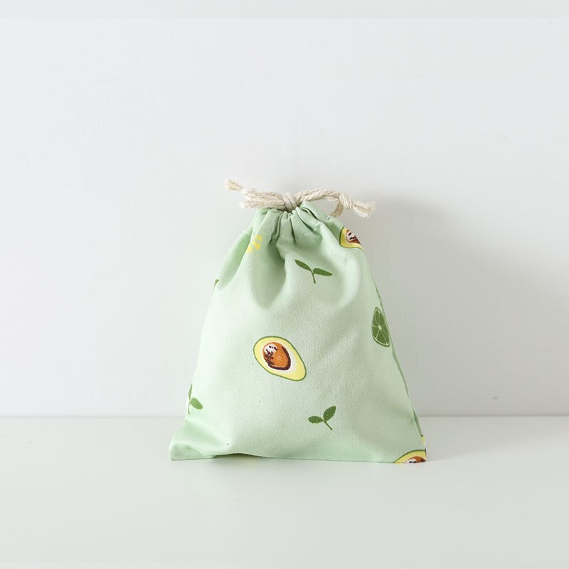 Eco Polyester Cotton Shopping Bag Avocado Flowers Drawstring Shopping Bags Cute Grocery pouch Portable Summer Travel Shoes Bag: green S