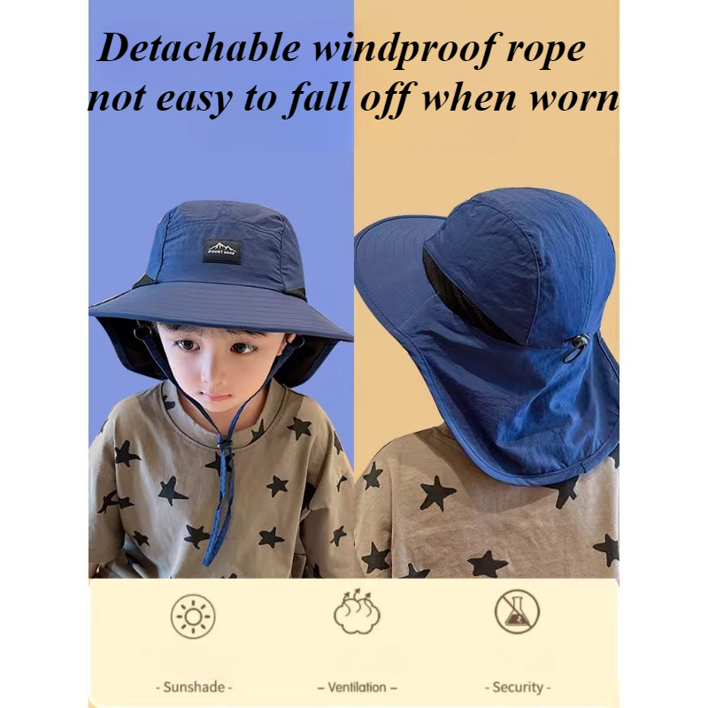 Chapeau de Soleil Panama Unisexe - Large Bord Imperméable Séchage Rapide - Casquette Visor Extérieur Respirant avec Rabat de Cou