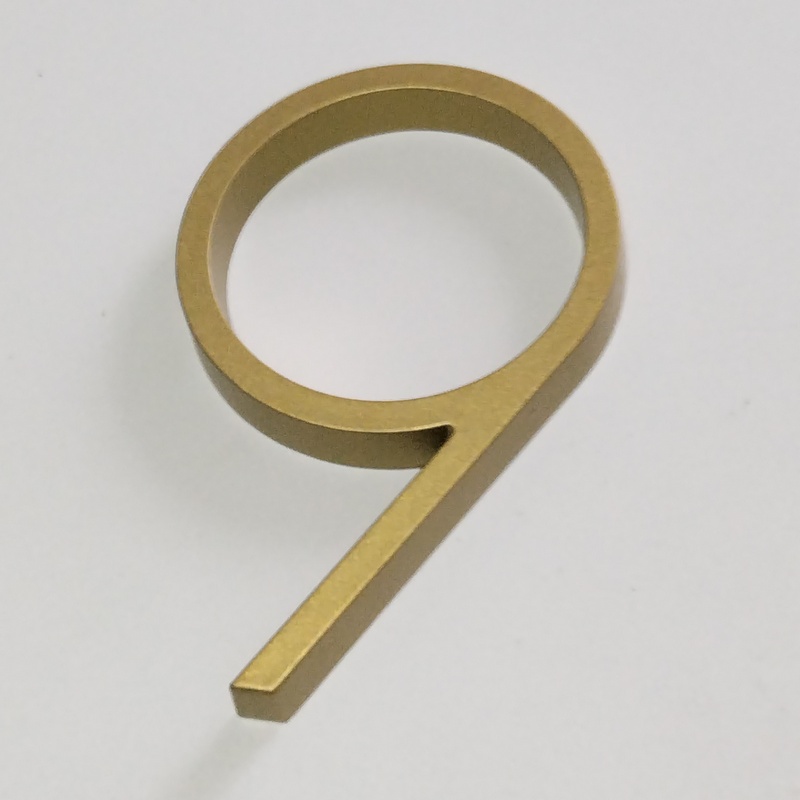 Numéro de maison moderne flottant doré, numéro d'adresse de maison de porte en or, plaques de signalisation extérieures numériques, 5 po #0-9: YELLOW