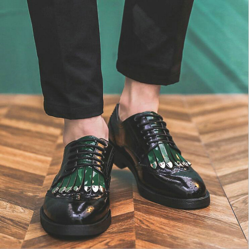 Mannen Formele Patchwork Schoen Pu Lederen Casual Man Brogue Dress Schoenen Bruiloft Schoenen A57-10