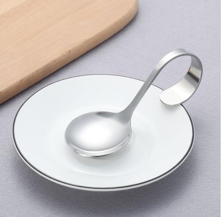 Hotel and Restaurant Use Stainless Steel Canape Serving Spoon, Shiny Polish Sea Food Spoon with Bendy Handle