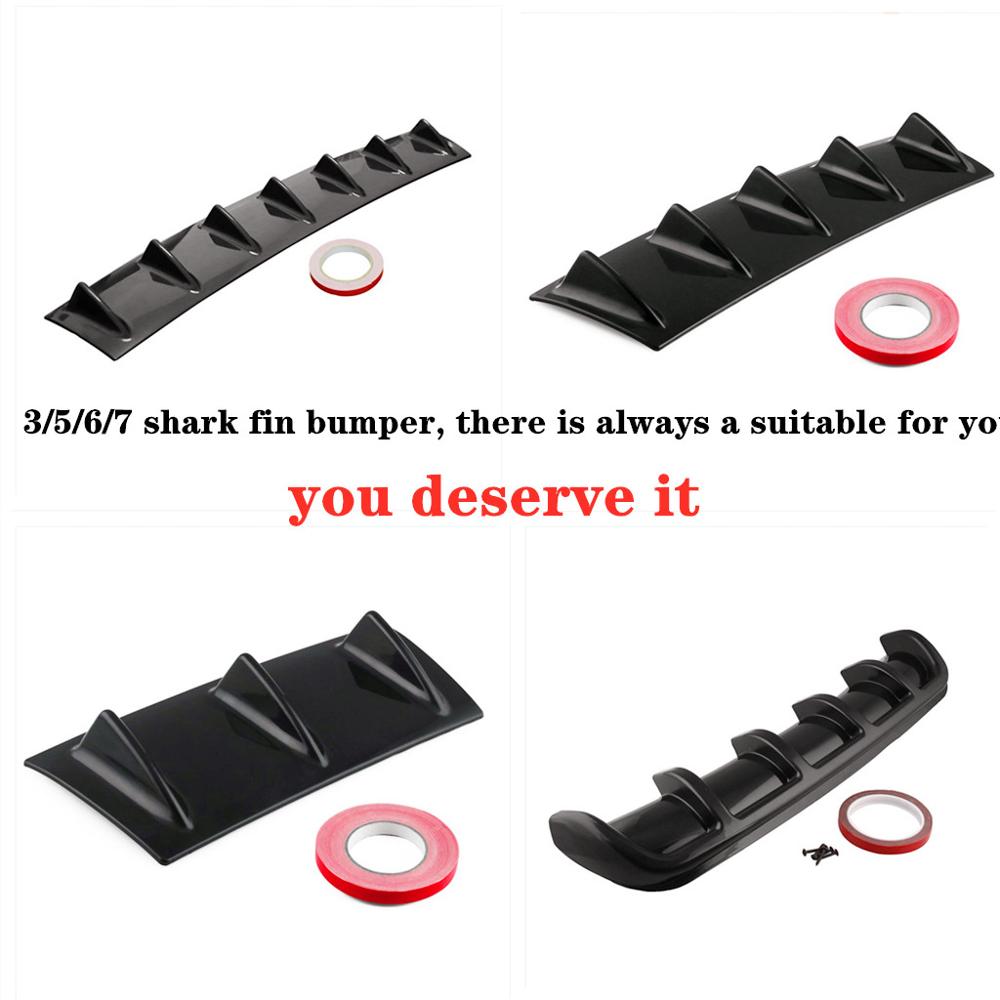 difusor de labio para parachoques trasero de coche Universal 7Fin estilo aleta de tiburón alerón de coche parachoques labio Spliter Car-Styling ABS plástico para cualquier