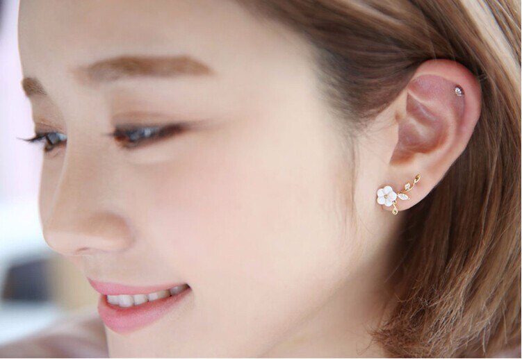 Novedad, gran , de flor de perla a la , aretes de Plata de Ley 925 para mujer, de Navidad antialérgicos