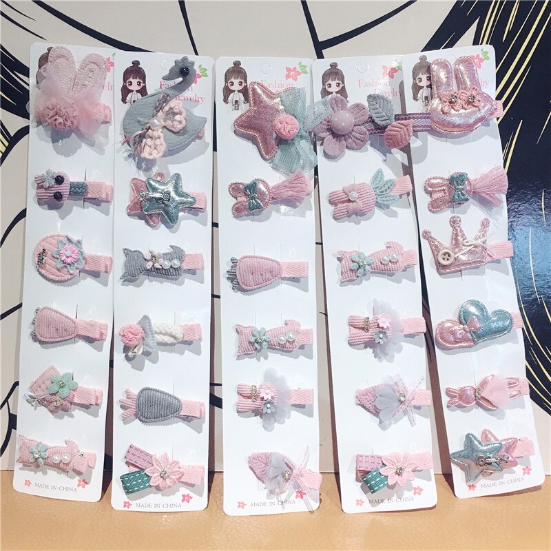 Pinces à cheveux de dessin animé pour bébé, 6 pièces, nœuds mignons, fleur, princesse, épingles à cheveux pour filles, couvre-chef, accessoires pour enfants