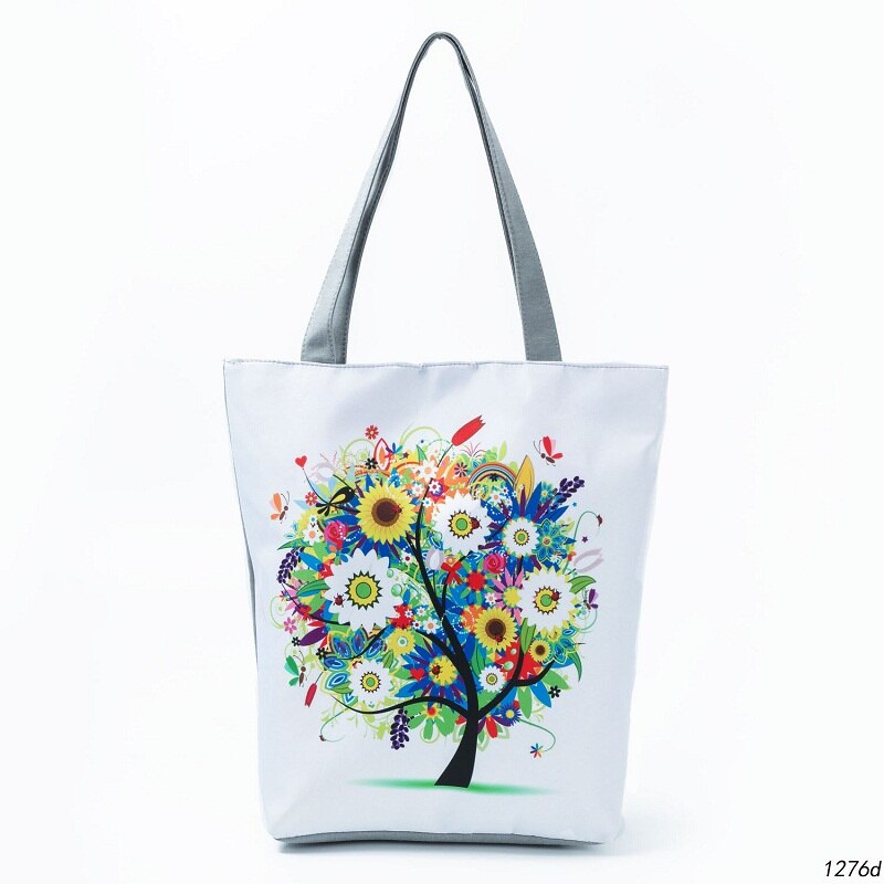 Miyahouse-sacs à main en toile avec motif floral, fourre-tout d'été, sac de plage, papillon, à une épaule Shopping: 01276d