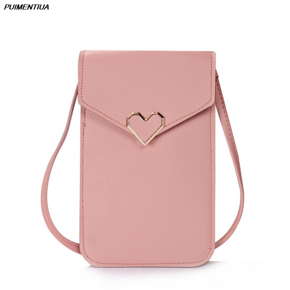 Puimentiua Women Wallet Pu Leather Shoulder Straps Shoulder Bag Mobile Phone Big Card Holders Wallet Handbag Pockets Girls: style 2-pink