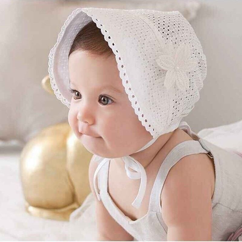 Søde småbørn baby piger blomst prinsesse sol hat kasket sommer bomuld hat motorhjelm
