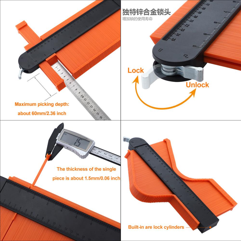 Contour Gauge Self-locking Widened Measuring Ruler Set Tool Set Supplies 4 Sets-the Gauge Tool Set