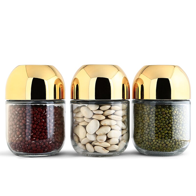3 /  stk 900ml glasskrukke lokk med gradert kopp glasskrukker og lokk til lagring av te frokostblandinger matte godteri krukke kjøkken lagring krukke: 3 stk -450ml