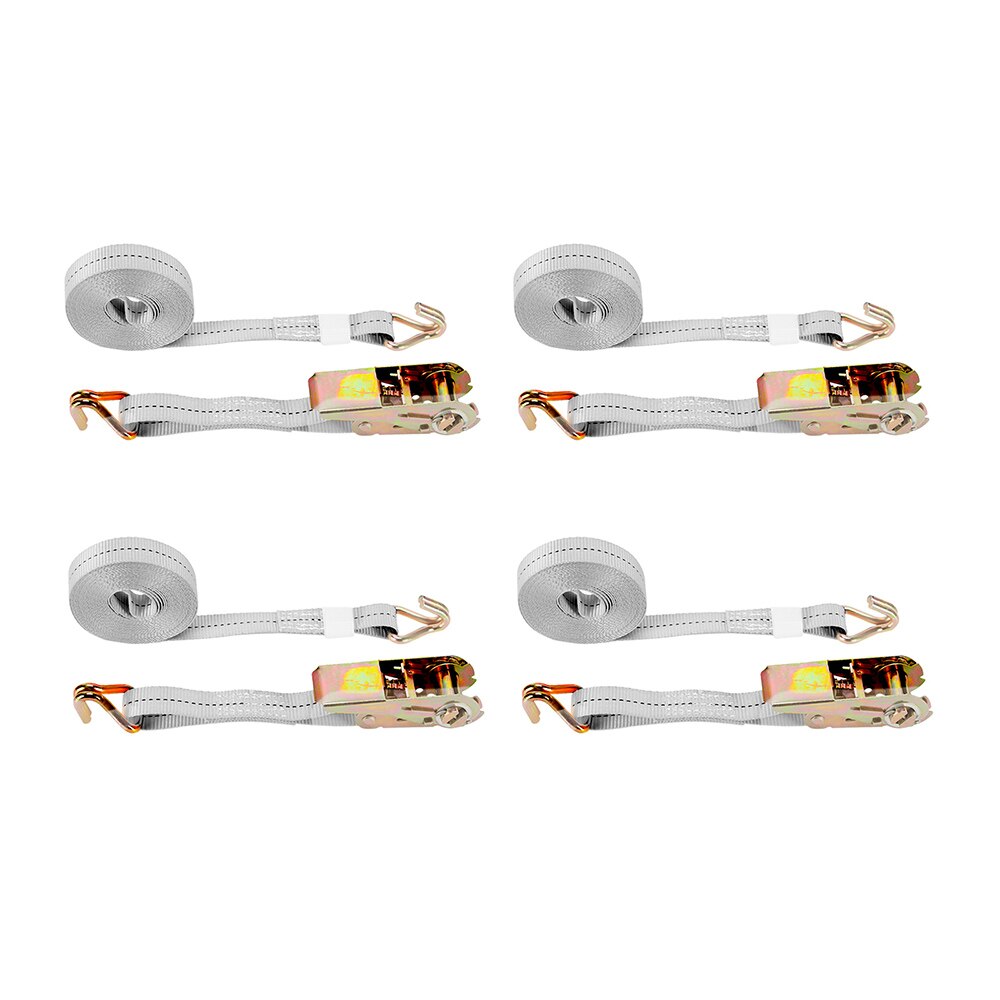 1/2/4Pcs 800KG Ratchet Straps Tie Down Claw Lorry Strap Lashing Polyester for Car motorcycle bike With Metal Buckle 25mm 5 Meter: Grey / 4 Pcs