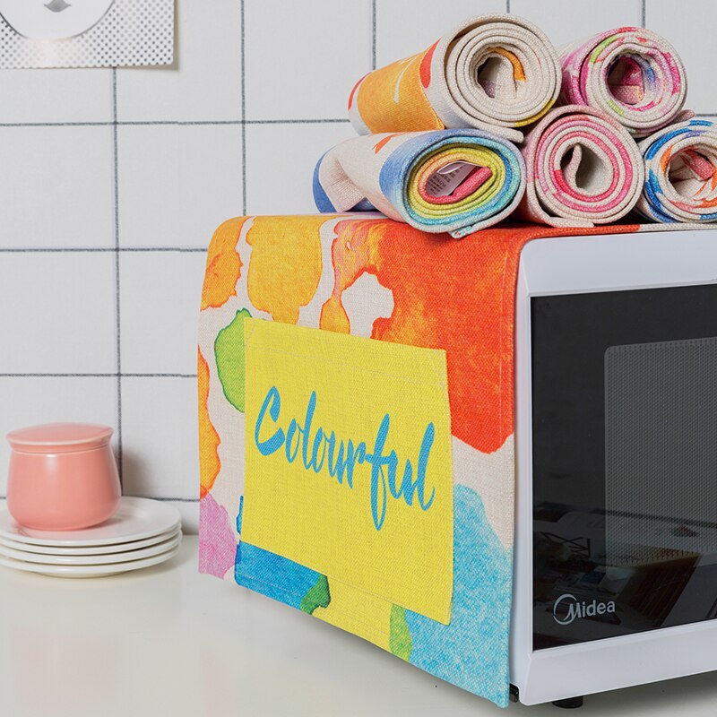 Nordic stijl Regenboog mooie Magnetron dust covers De oven shield Doek kunst Landelijke stijl met Winkel inhoud zak