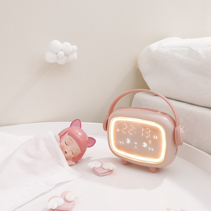 Kids Children Sleeping LED Night Light Alarm Clock Cartoon Electronic Clock Smart Sleep Alarm Clock