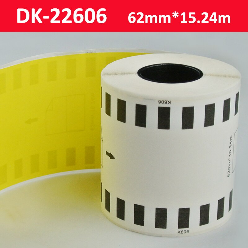 Compatible DK-22606 Yellow Film Label 62mm*15.24M Continuous Label DK22606 Compatible For Brother Printer