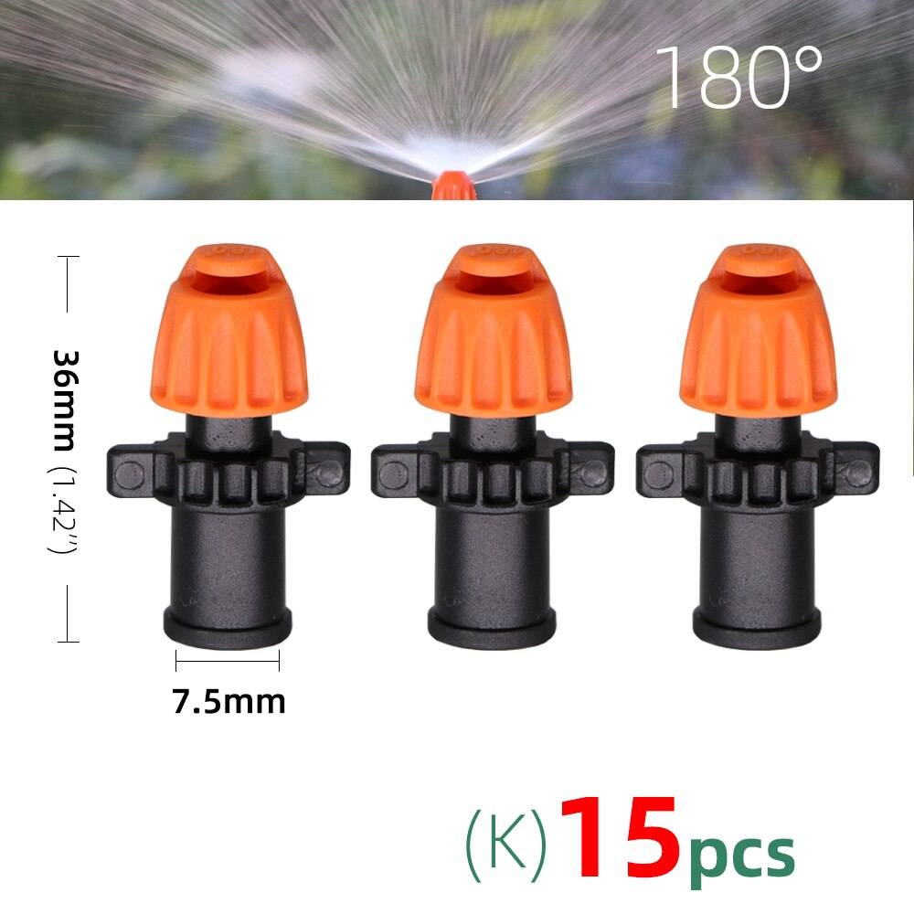 15PCS 90°/180°/360°/Strip Garden Watering Nozzles Irrigation Spraying Sprinklers Angle Optional Stakes Barbs Screw Connectors: Kx15pcs