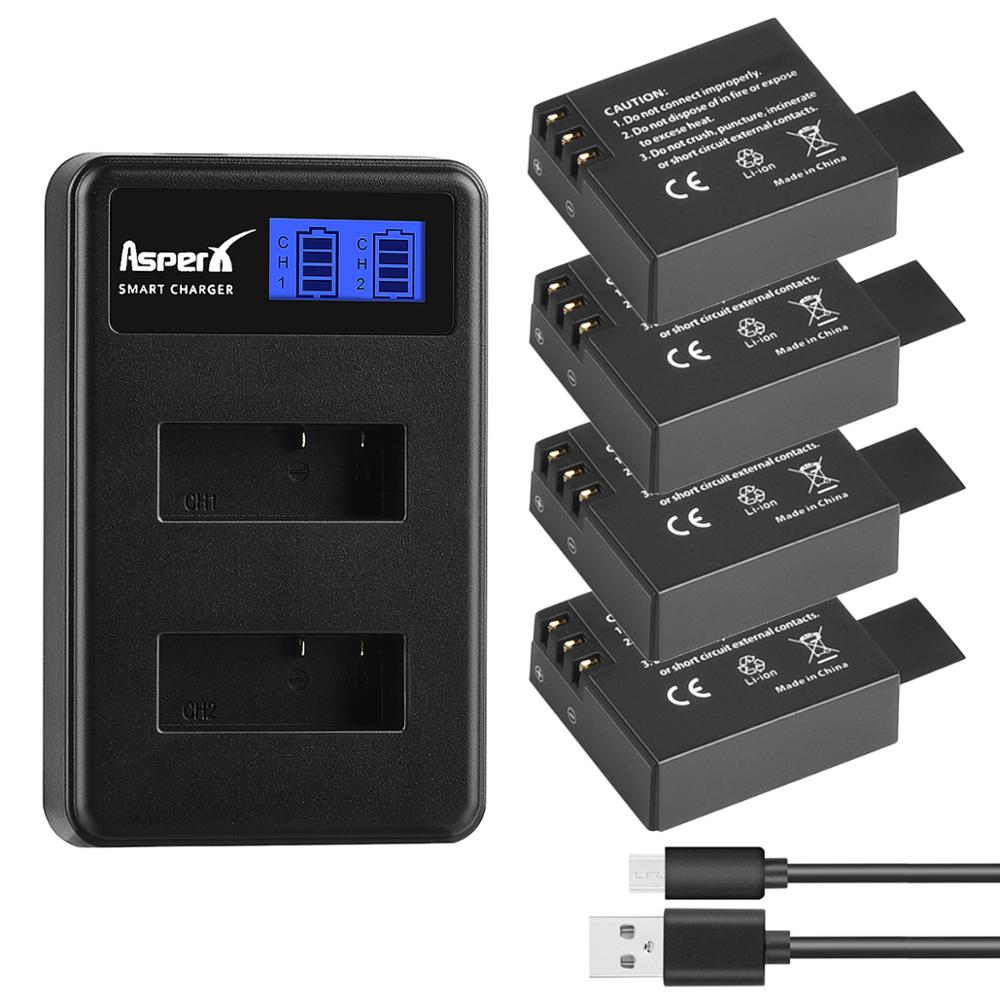 AsperX SJCAM Sj4000 batería + LCD USB cargador Dual para SJCAM SJ4000 SJ5000 SJ6000 SJ8000 EKEN 4K H8 H9 GIT-LB101 GIT PG900 1050: 4B with Charger
