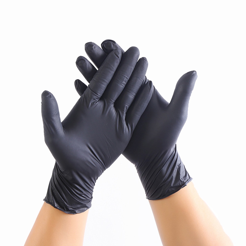 Guantes mecánicos de nitrilo para limpieza del hogar, guantes antiestáticos para manicura, color negro, tamaño XS/S/L/XL, lote de 100 unidades