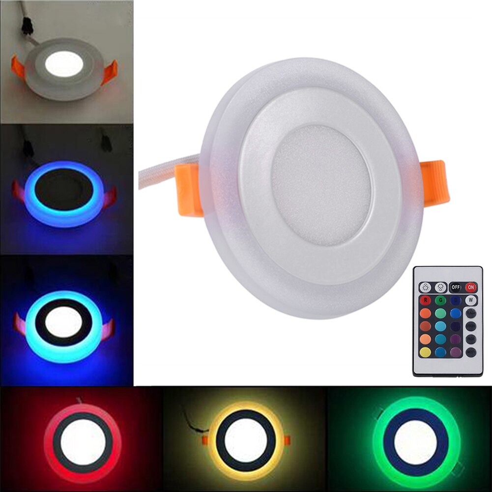 Rgb Led Downlight 5W 9W 16W Ronde Vierkante Verzonken Lamp Ac 85-265V Led Lamp slaapkamer Indoor Led Spot Verlichting + Afstandsbediening: Round / White and RGB 5W