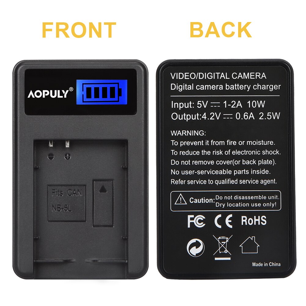 AOPULY NB-5L NB 5L NB5L LCD USB Camera Charger For Canon Powershot S110 SX200 SX210 SX220 SX230 IS HS IXUS 850 870 800 860 990