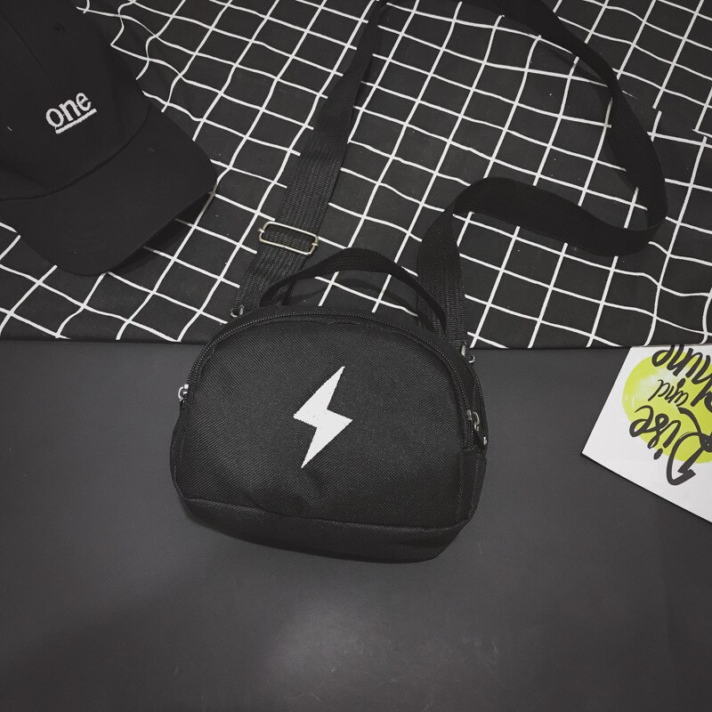 101818 adolescent petit décontracté toile messenger sac: Black