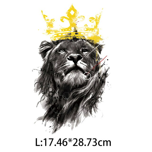 Termiska klistermärken för kläder stryk på lejon djurlappar värmeöverföring på kläder krondjur t-shirt klistermärken: 17.46 x 28.73cm