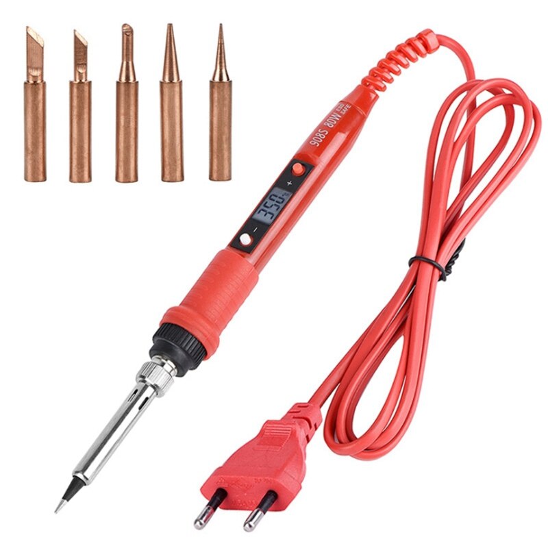 220V 80W LCD Soldering Iron Kit Adjustable Temperature Welding Tools: Green
