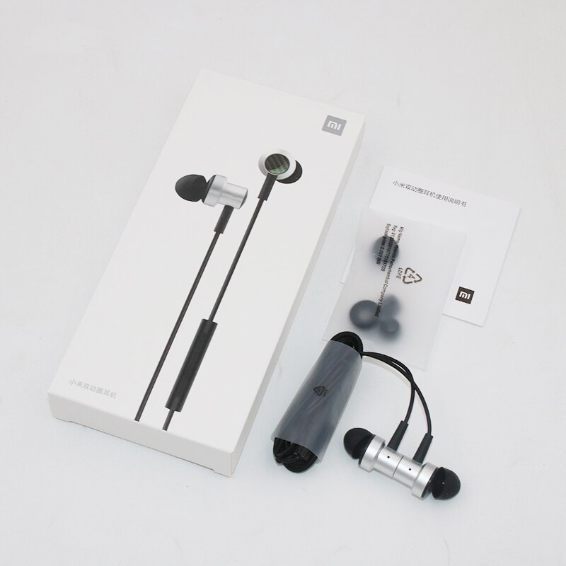 Xiaomi Doppel Dynamische Kopfhörer in-ohr 3,5mm Headset Stereo Earbuds Mit Mic Draht Kontrolle Für Mi Hinweis 10 lite CC9 Redmi Hinweis 8T 9: Silber-