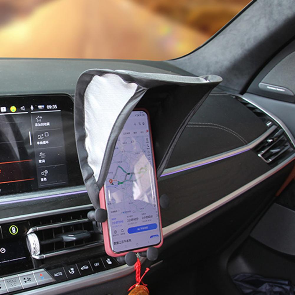 Parasol para teléfono móvil, lluvia, sol, soporte para teléfono de coche Chapado en plata, paraguas, protector térmico UV, soporte para sombra de teléfono para motocicleta