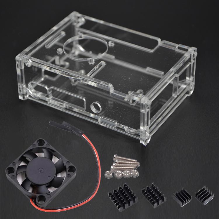Raspberry Pi 3 3B+ 3B Model B Case 512 Rev3 RPI3 Box Case Shell Acrylic Latest Box + 2 heat sinks +fan