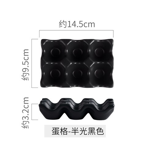 1Pcs 6 Grids Ei Houder Keramische Anti-Slip Eierdoos Koelkast Shockproof Ei Lade Houder Opbergdoos Thuis opslag Organisatie: Black