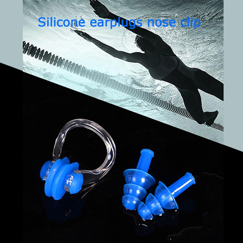 Tapones blandos de silicona para los oídos, protección de agua para natación, Clip para la nariz, impermeable, suministros para buceo y natación, 2 piezas