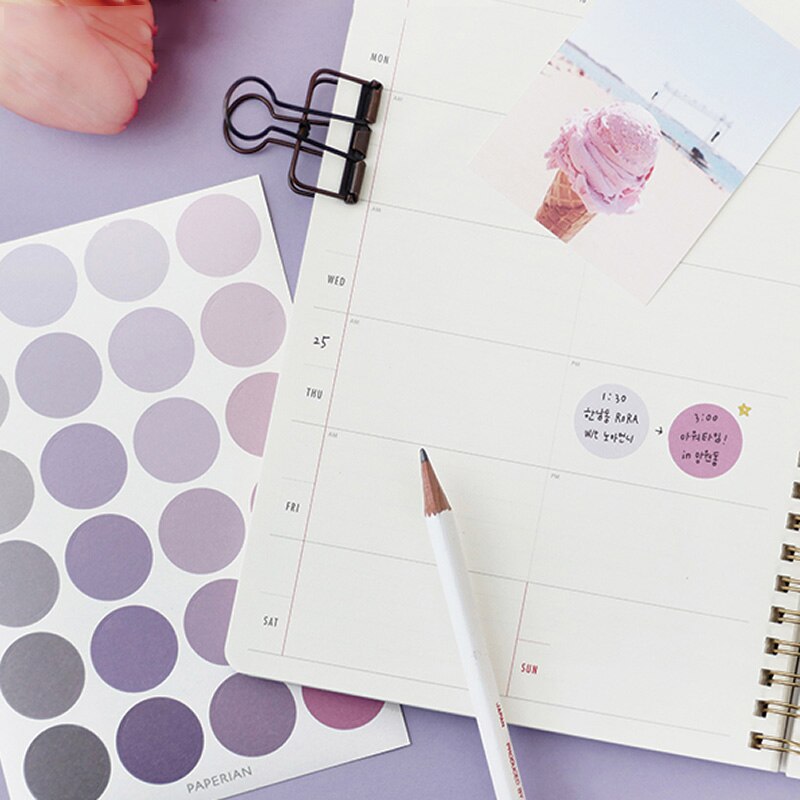 76Pcs Kawaii Dot Decoratie Stickers Leuke Effen Kleur Stickers Papier Sticker Voor Kids Diy Scrapbooking Albums Levert