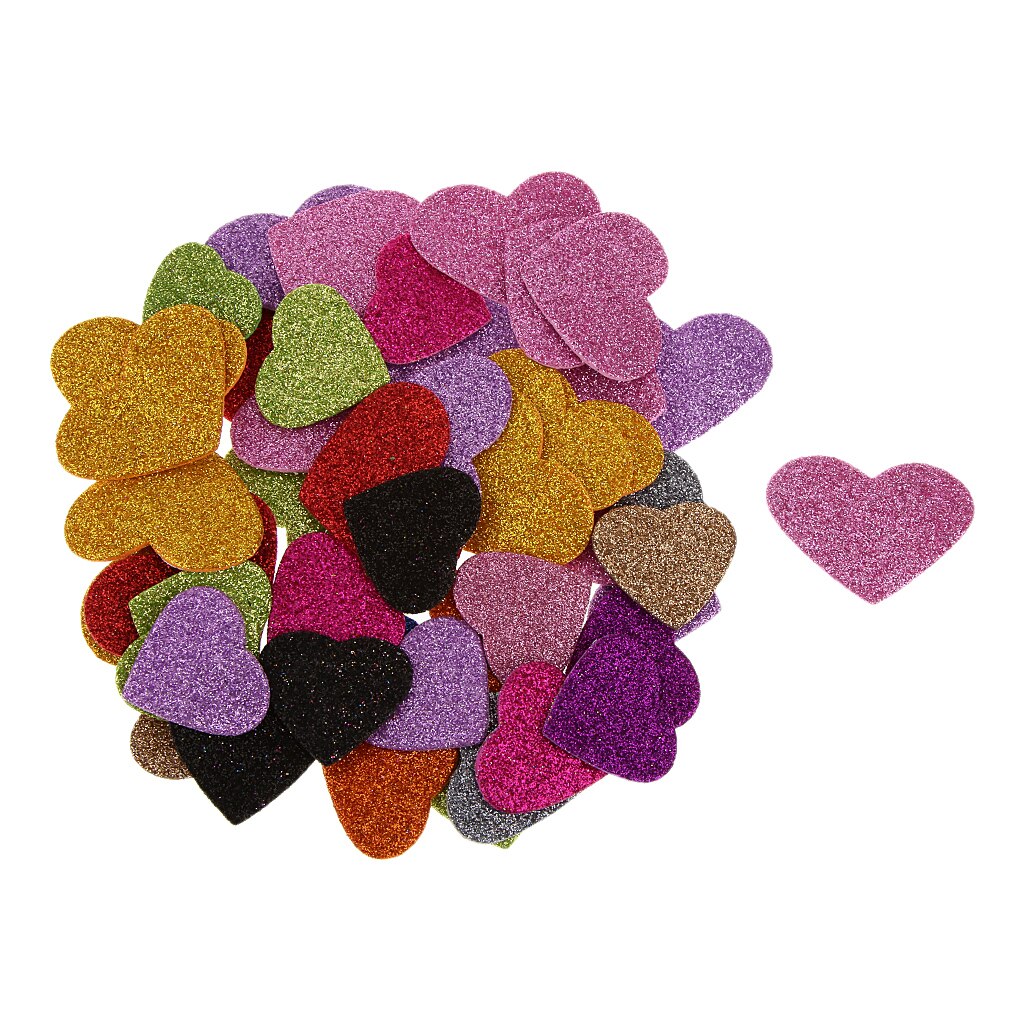 45pcs Glitter Foam Heart Shape Mixed Self Adhesive Sticker for Kids Crafting Other Craft