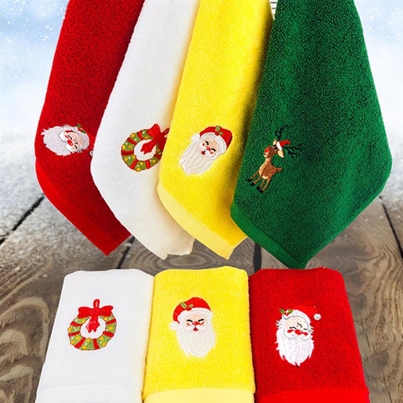 2 stk juleansigt håndklæde luksus bomuld julemønster håndklæde julemanden elg ansigt vask håndklæde klud adgang til badeværelset