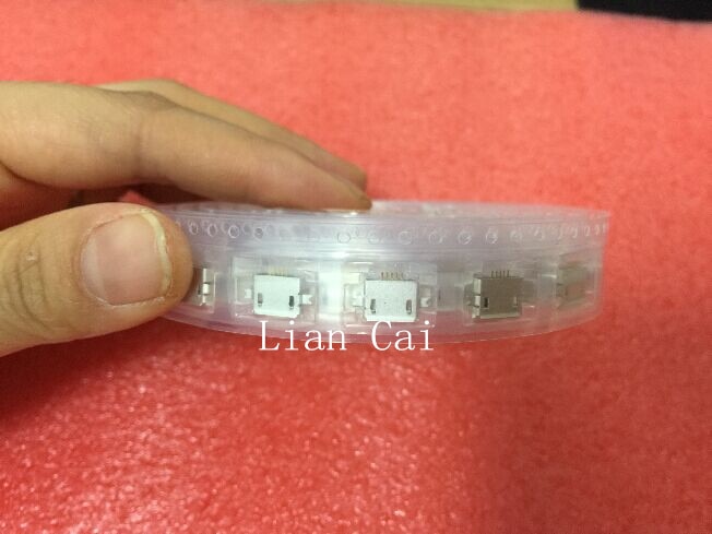 Conector Micro USB hembra de 5 pines, 100 piezas, SMD de 2 pies fijos, muy utilizado en tabletas, teléfonos y PDA