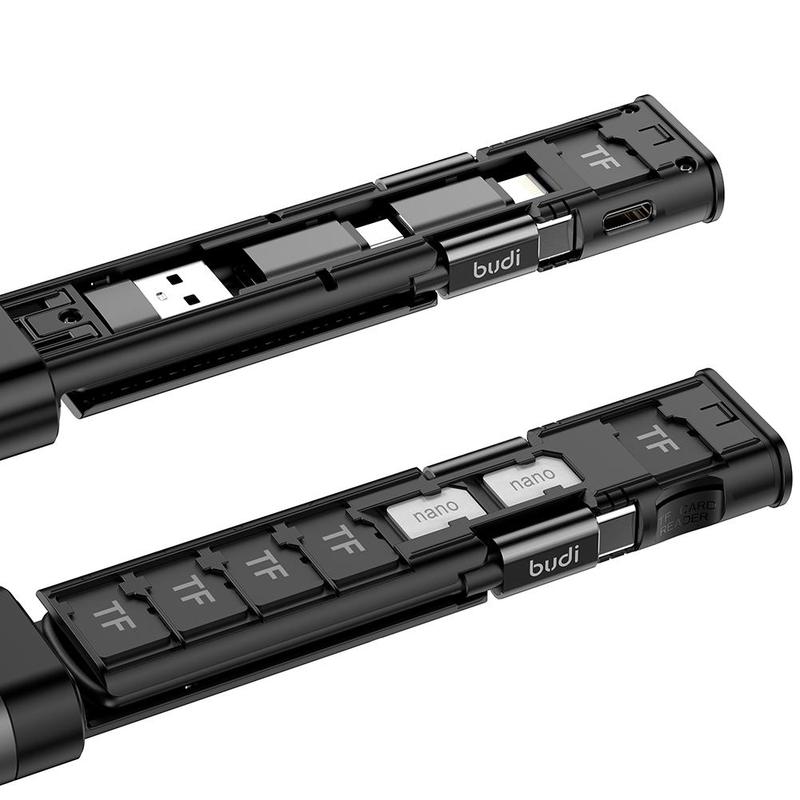 Budi multi-funksjon smart adapter kort lagring datakabel usb boks multi-kabel sim sett tf kort minne leser datatilbehør